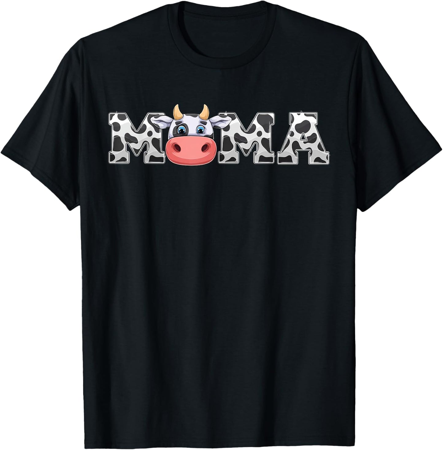Mama Cow Print Cowboy Animal Pattern Farmer Cow Mother Mama T-Shirt - T-Shirt | Black