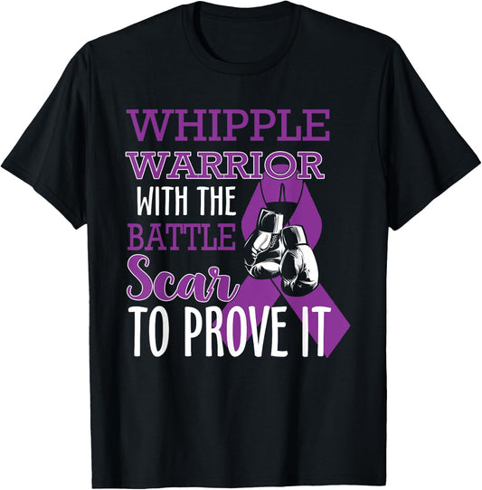 Whipple Warrior With Battle Scar Pancreatic Cancer Awareness T-Shirt - T-Shirt | Black