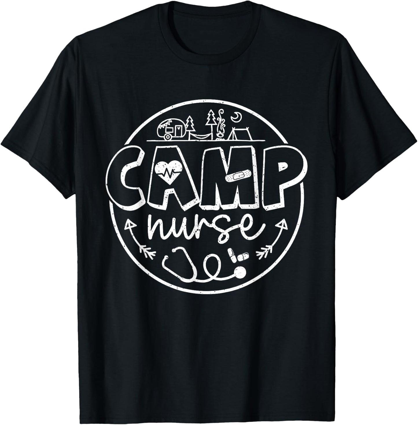 Camp Nurse Shirt Men Women School Nurse RN ICU ER Pediatric T-Shirt - T-Shirt | Black