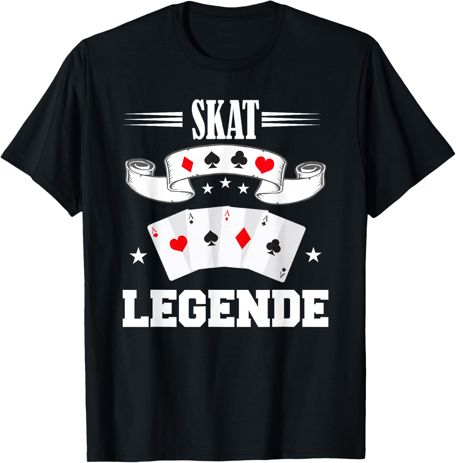 Skat Card Games Night Double Head T-Shirt - T-Shirt | Black