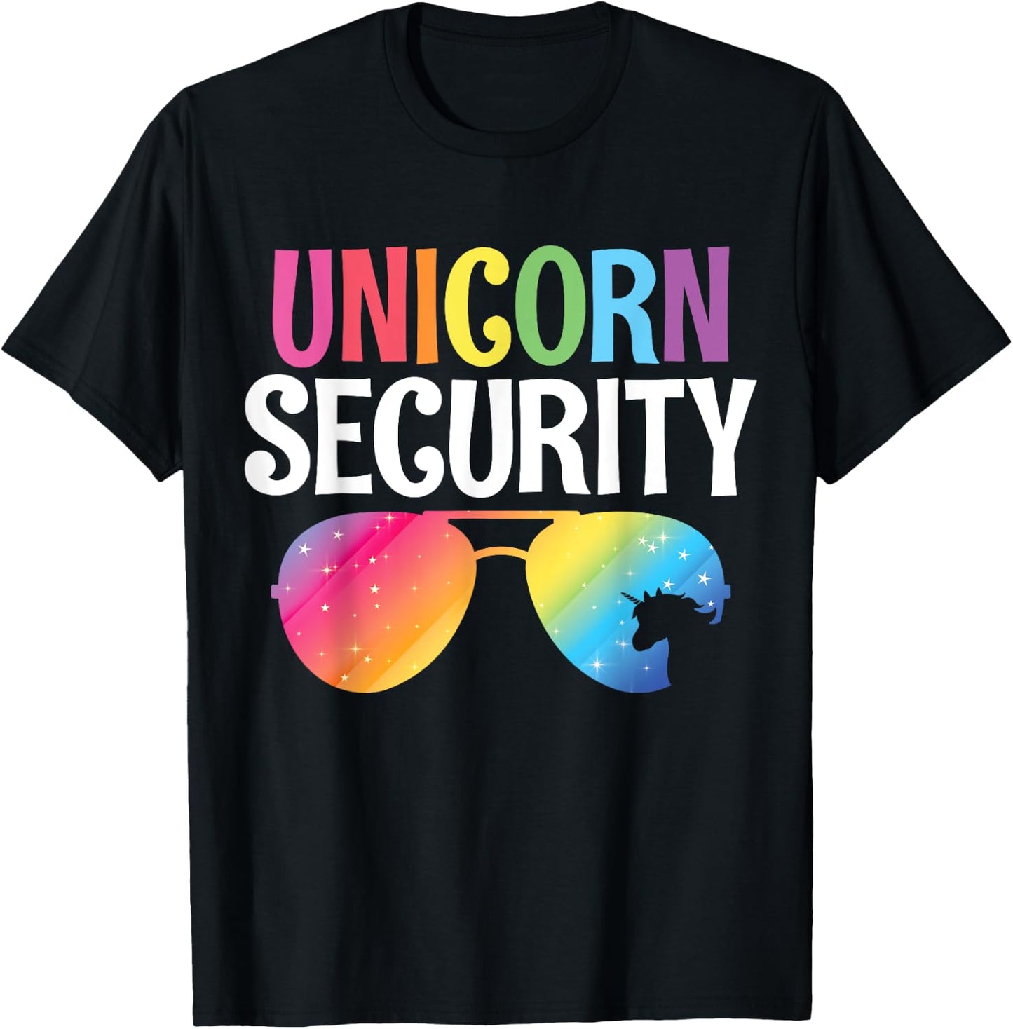 Unicorn Security Birthday Family Halloween Costume Mom Dad T-Shirt - T-Shirt | Black