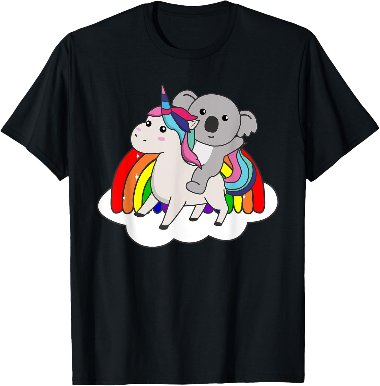 Koala On Unicorn Rainbow Animals Cute Koalas Unicorns T-Shirt - T-Shirt | Black