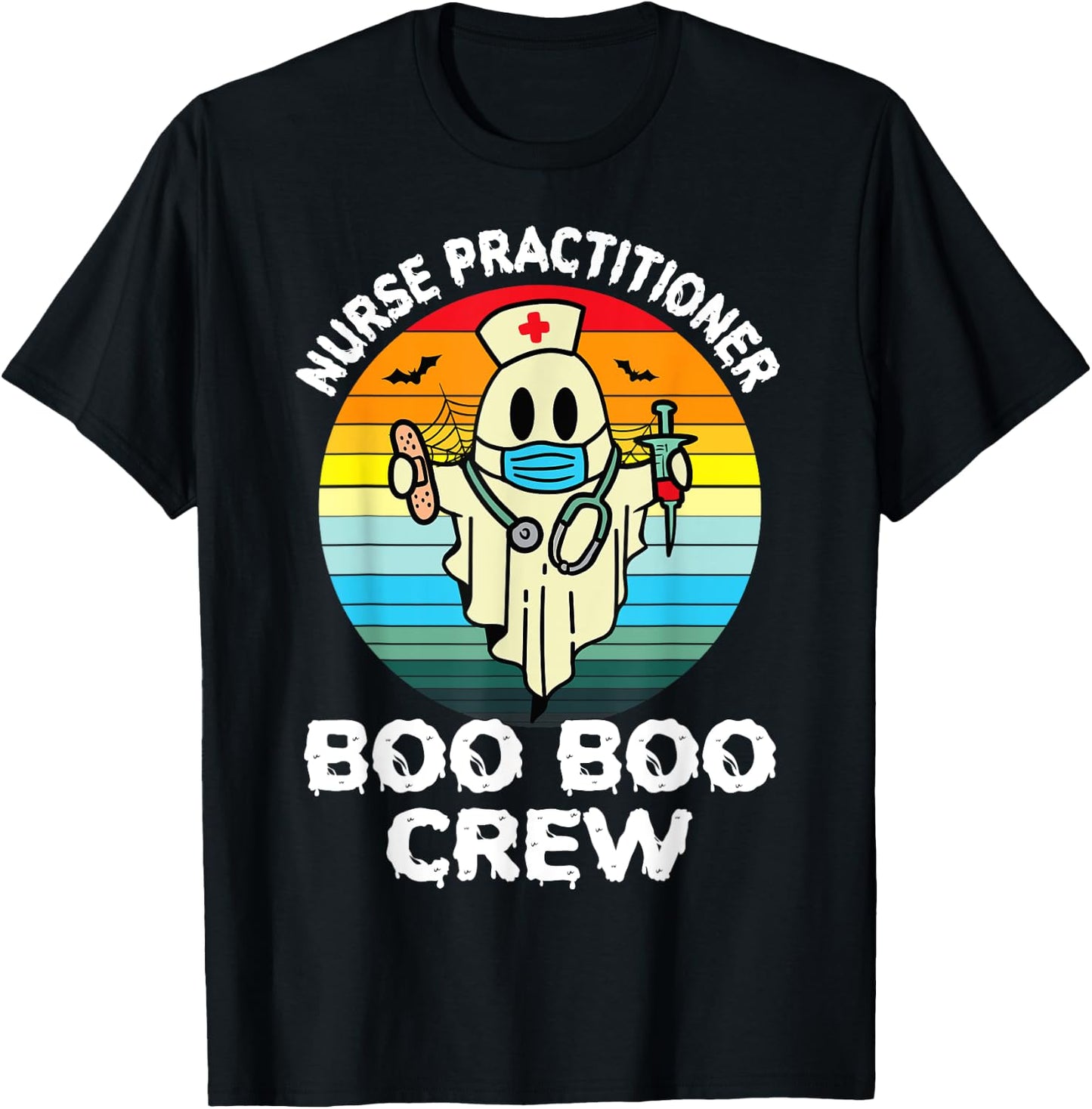 Nurse Practitioner Retro Halloween Ghost Costume NP Nurse T-Shirt - T-Shirt | Black