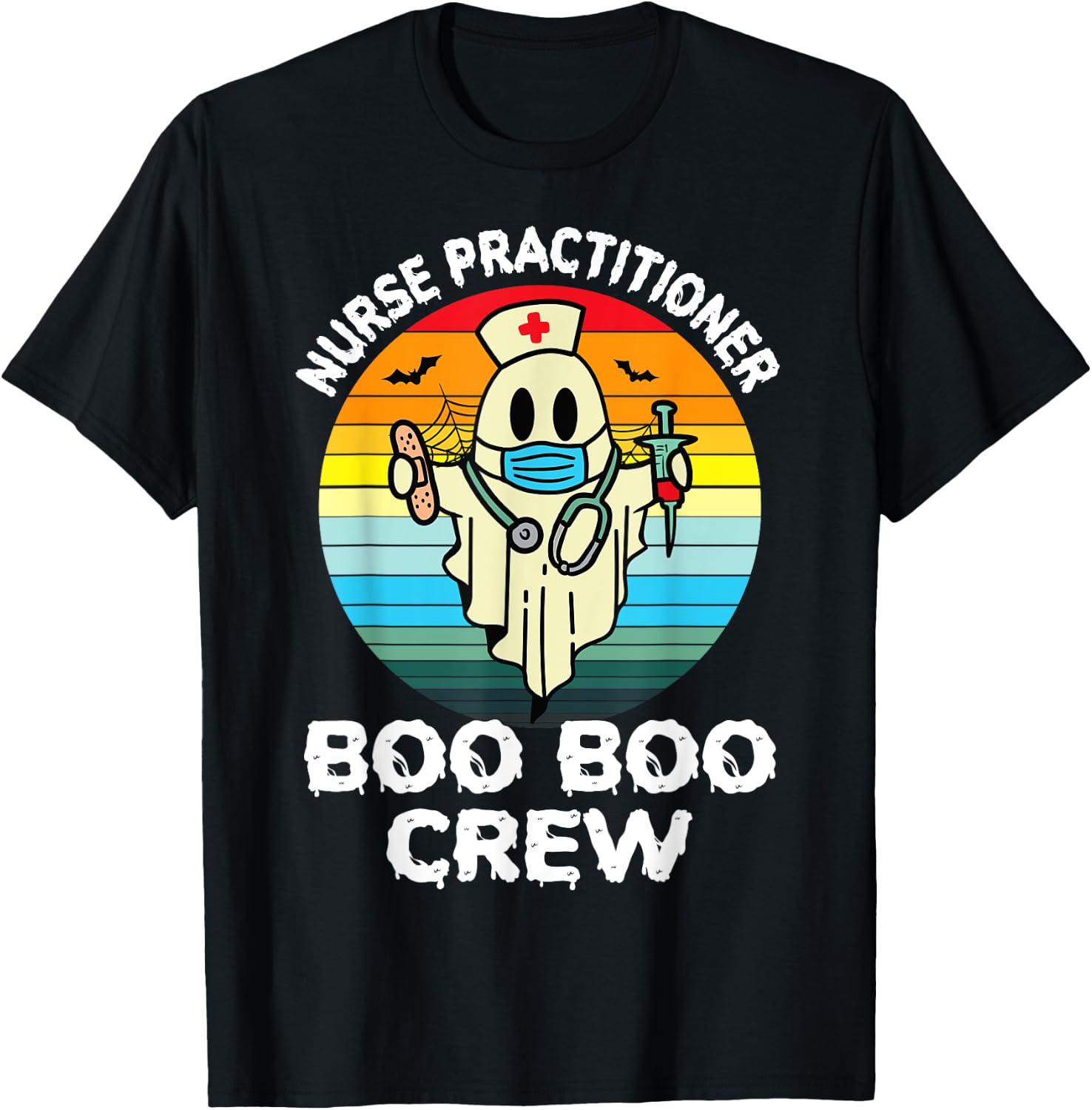 Nurse Practitioner Retro Halloween Ghost Costume NP Nurse T-Shirt - T-Shirt | Black
