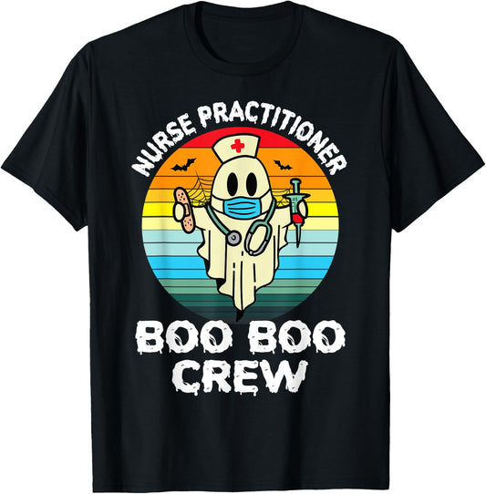 Nurse Practitioner Retro Halloween Ghost Costume NP Nurse T-Shirt - T-Shirt | Black