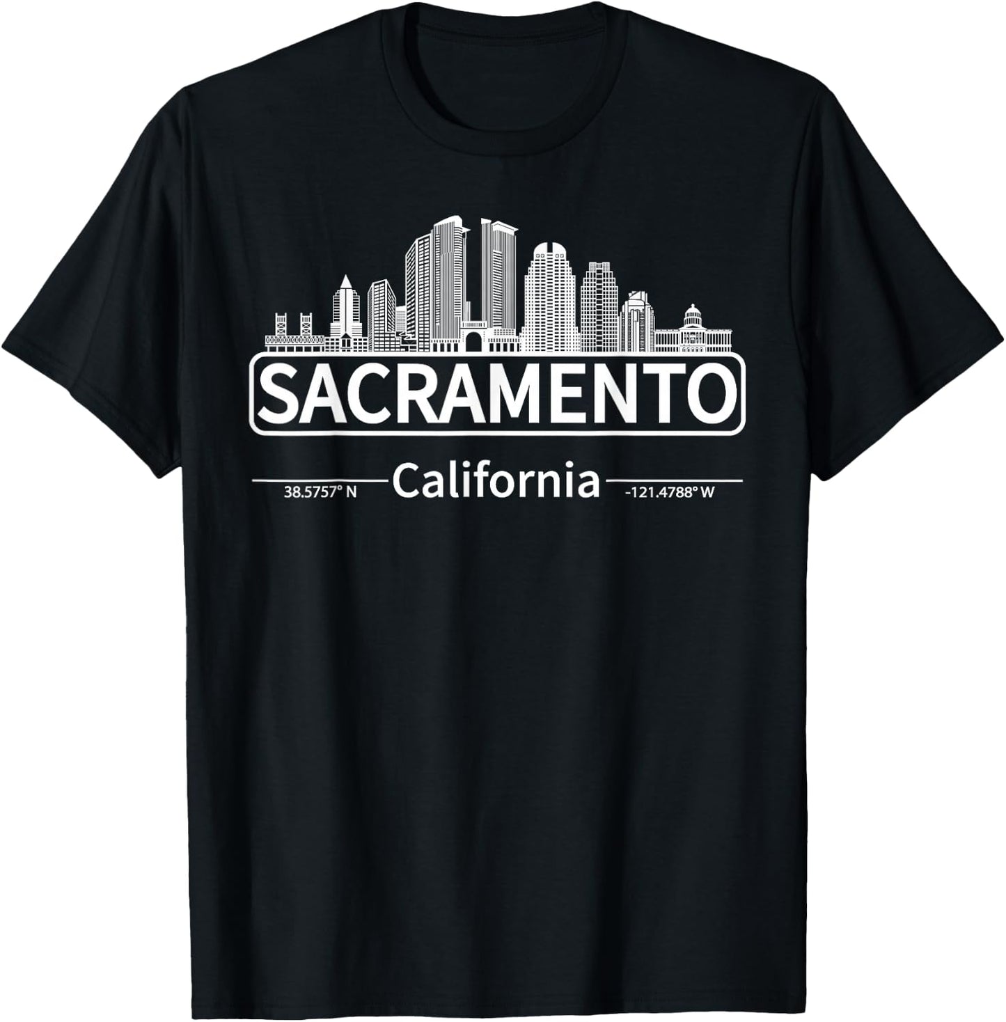 Sacramento California Skyline, Travel to Sacramento T-Shirt - T-Shirt | Black