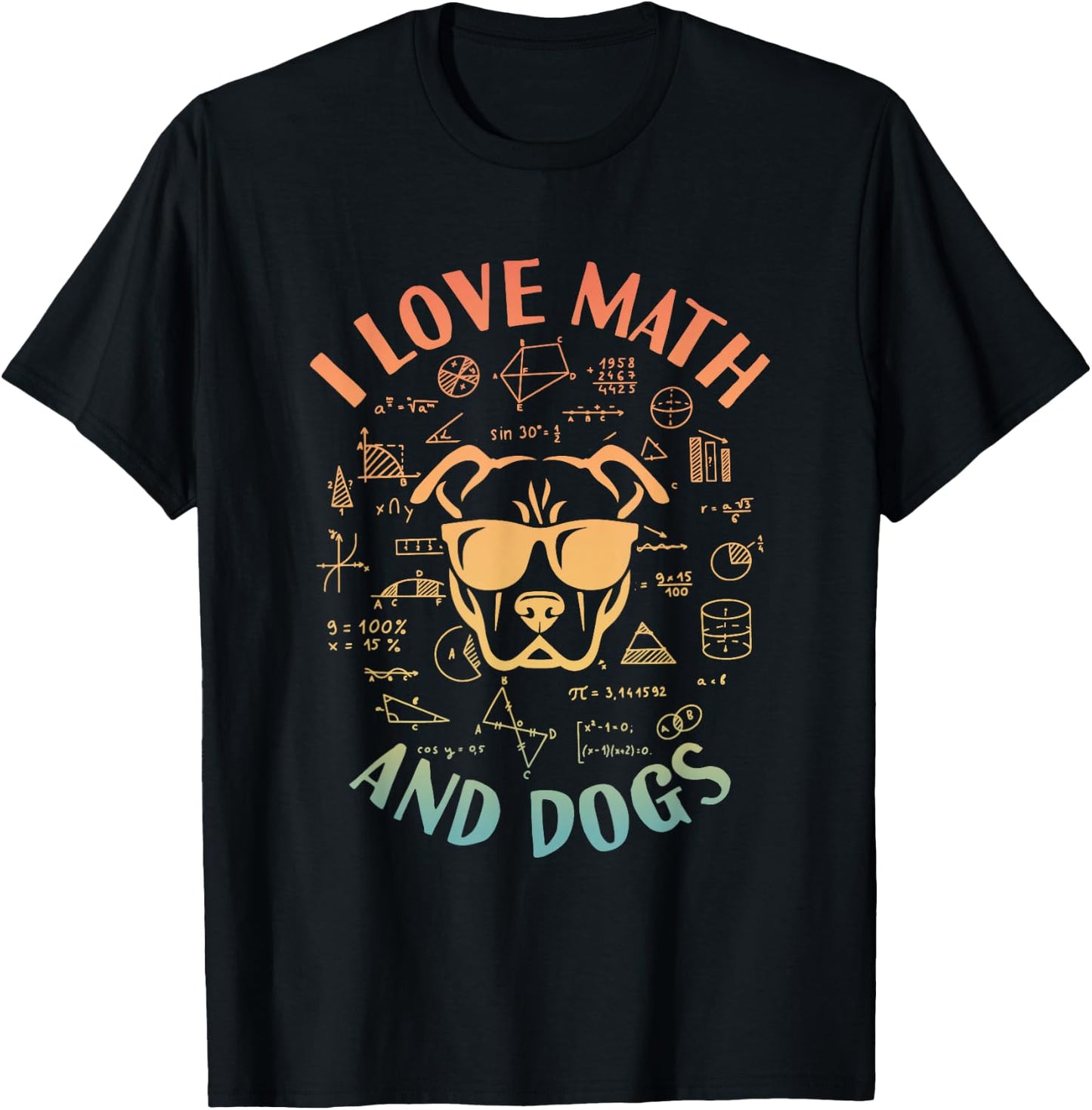 I Love Math and Dogs Algebra Dog Lover Teacher Men Women T-Shirt - T-Shirt | Black