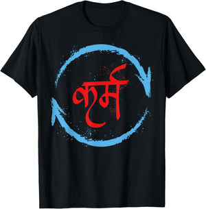 Karma In Hindi Sanskrit Yoga Universal Law Buddhism positive T-Shirt - T-Shirt | Black