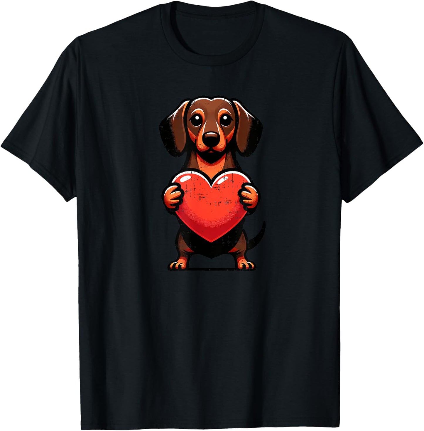 Cute Dachshund Valentines Day Heart Love Doxie Weiner Mom T-Shirt - T-Shirt | Black