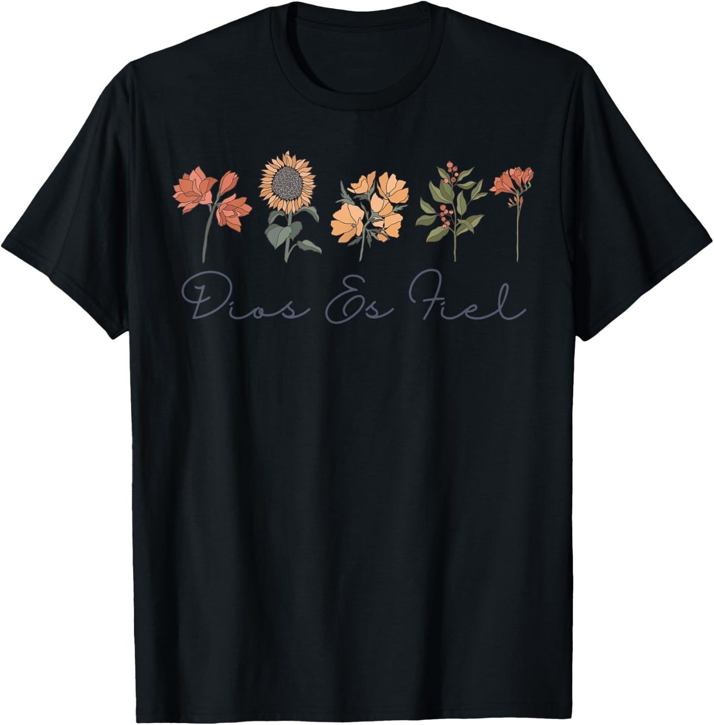 Christian Bible Verse in Spanish Dios Es Fiel Cristianos T-Shirt - T-Shirt | Black
