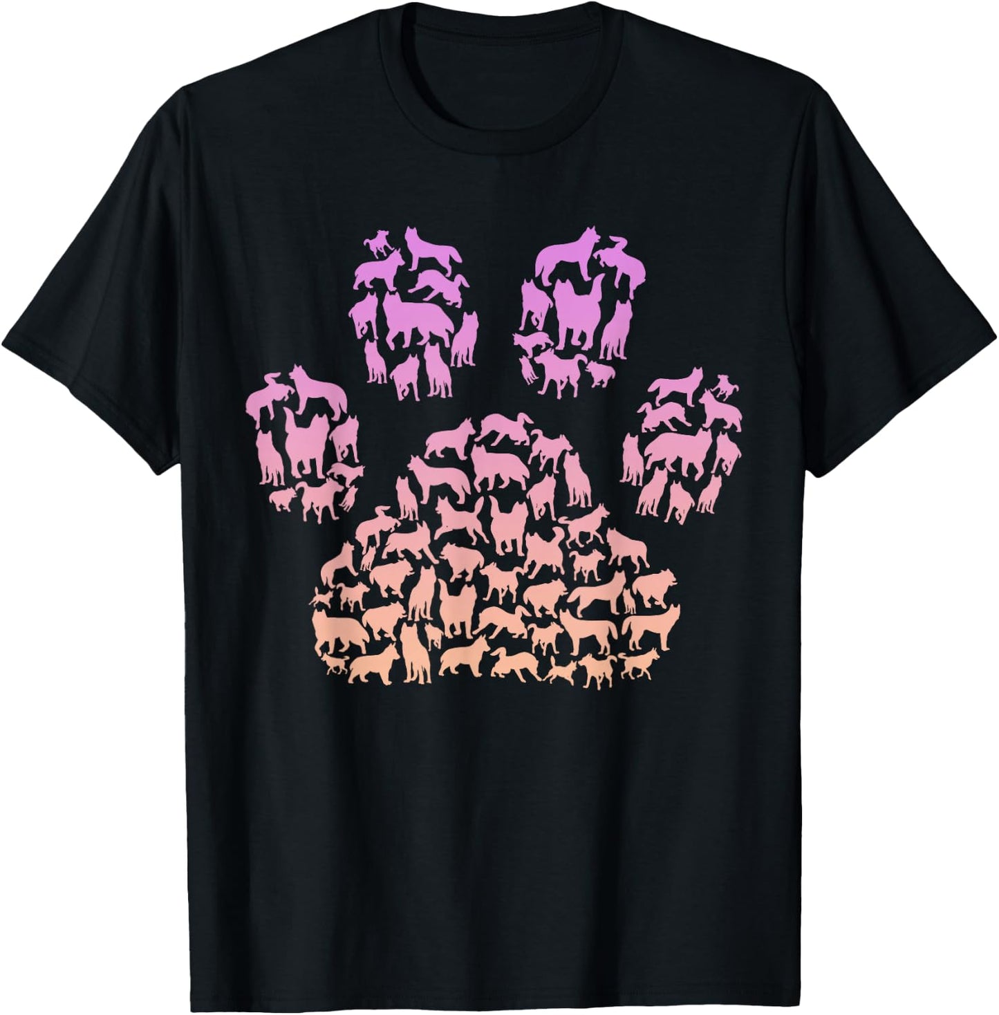 Paw Print Huskies Design for Husky Dog Lover | Girls Husky T-Shirt - T-Shirt | Black