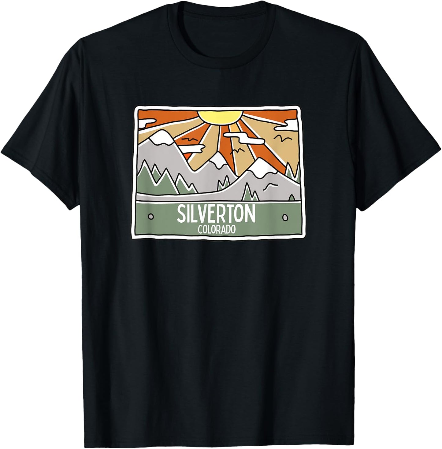 Silverton Colorado Mountains Sunrise CO Trip Souvenir T-Shirt - T-Shirt | Black