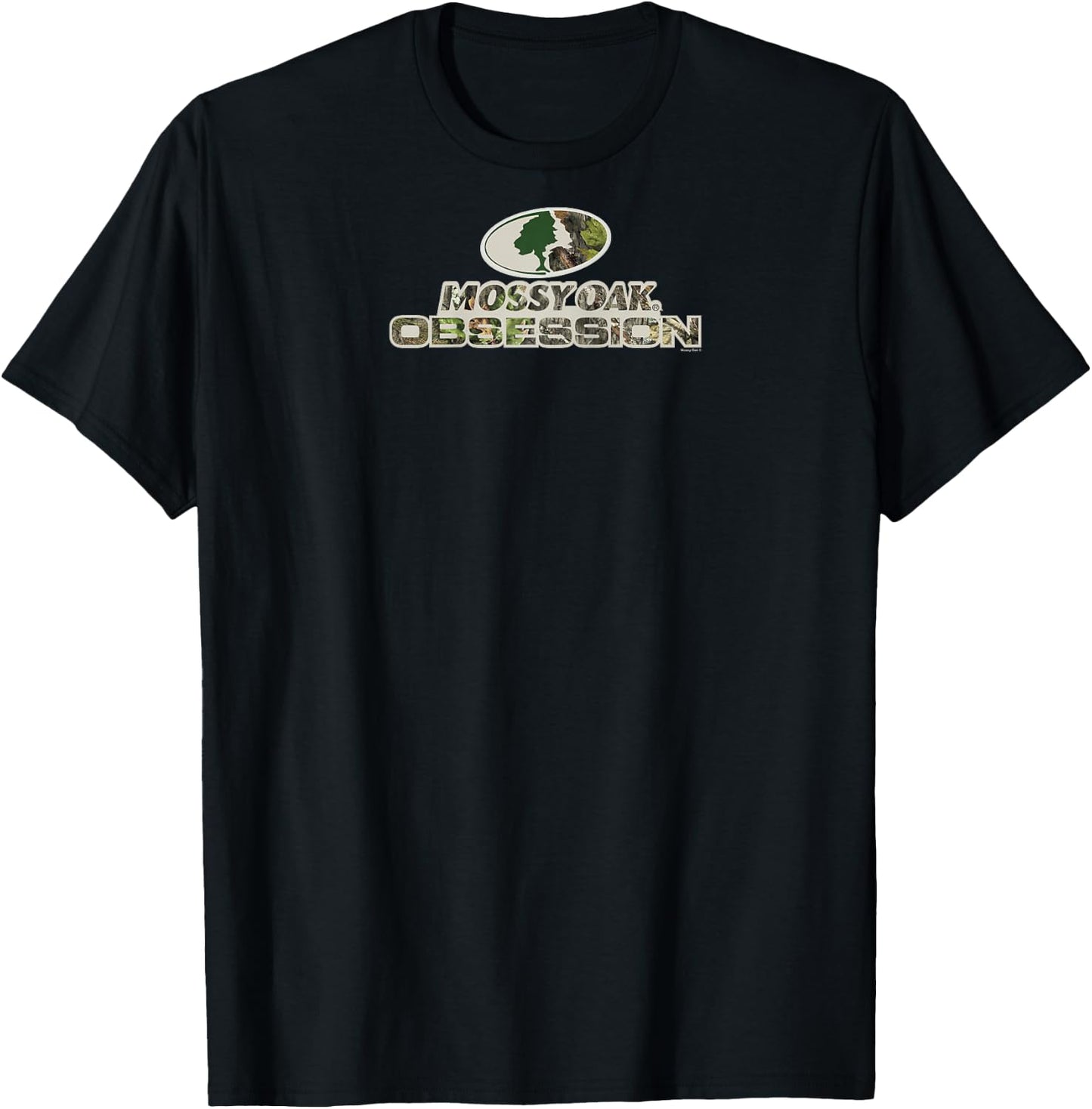 Mossy Oak Obsession Camouflage Classic Outdoors Logo Raglan Baseball T-Shirt - T-Shirt | Black