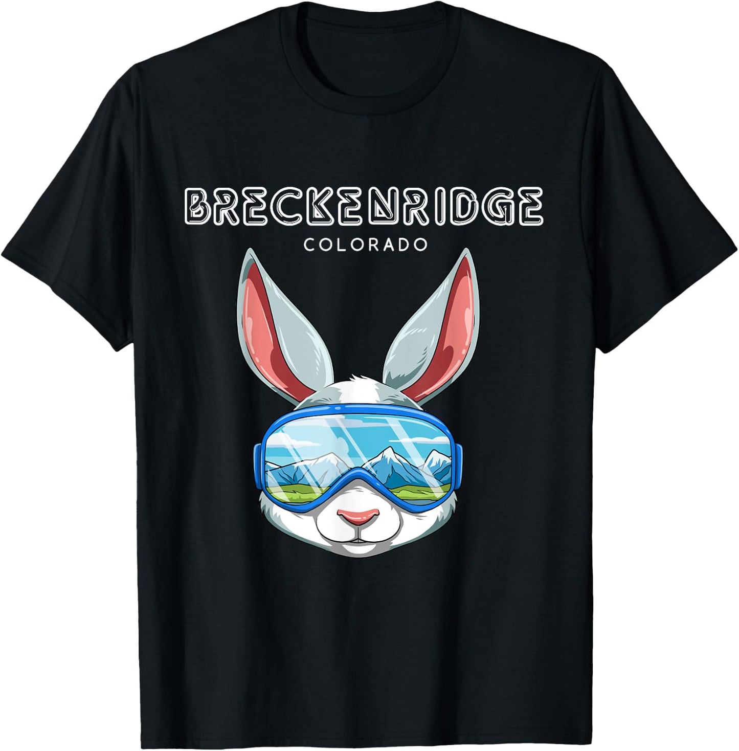 Breckenridge Colorado USA Ski and Snowboard Rabbit T-Shirt - T-Shirt | Black