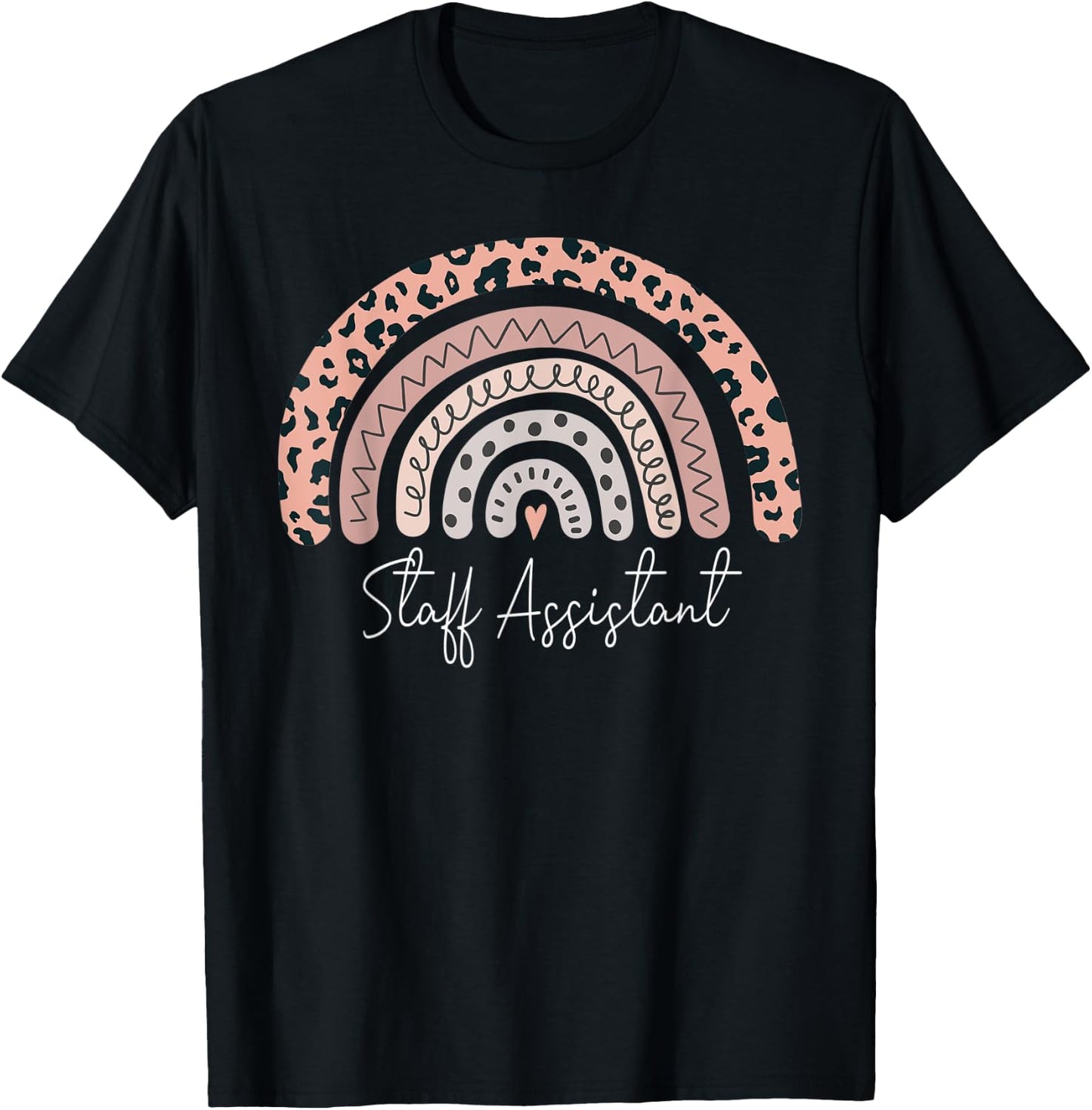 Staff Assistant Leopard Rainbow Appreciation T-Shirt - T-Shirt | Black