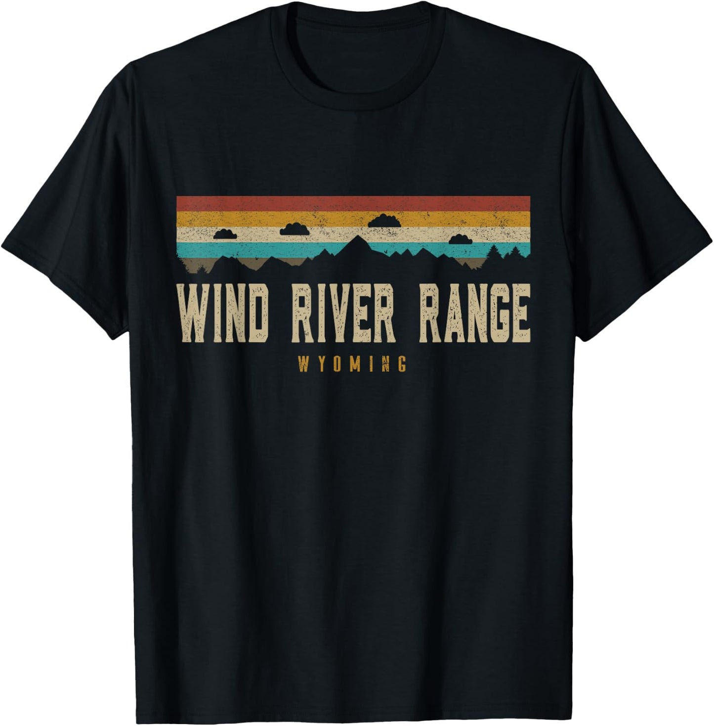Wind River Range Mountains Wyoming Hiking Outdoors Retro T-Shirt - T-Shirt | Black