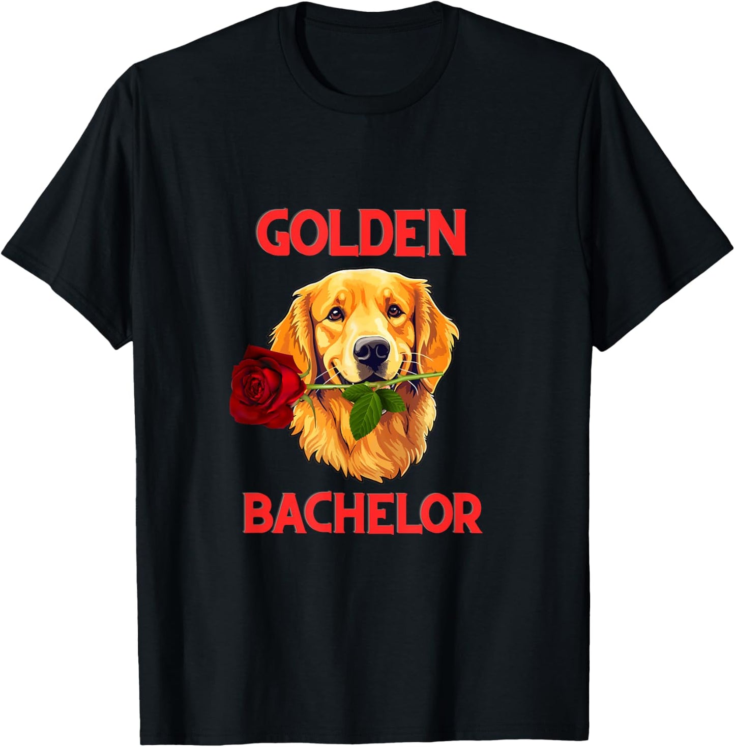 Golden Retriever Golden Bachelor Cute Funny Dog Shirt Pun Women Kids T-Shirt - T-Shirt | Black