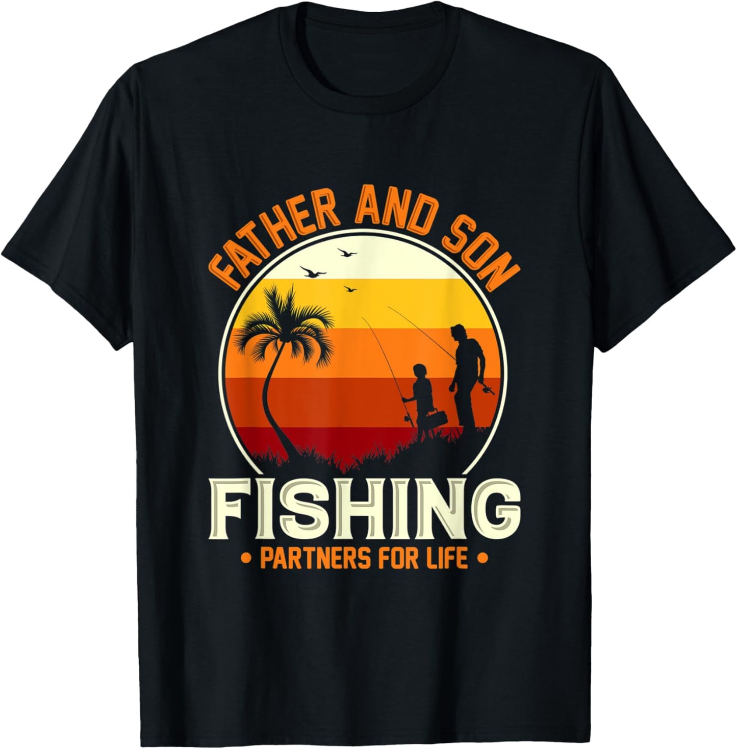 Father and Son Retro Fishing Design Partner for Life T-Shirt - T-Shirt | Black