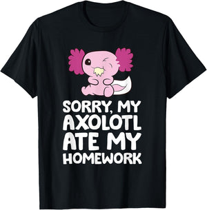 School Axolotl My Axolotl Ate My Homework Cute Axolotl T-Shirt - T-Shirt | Black