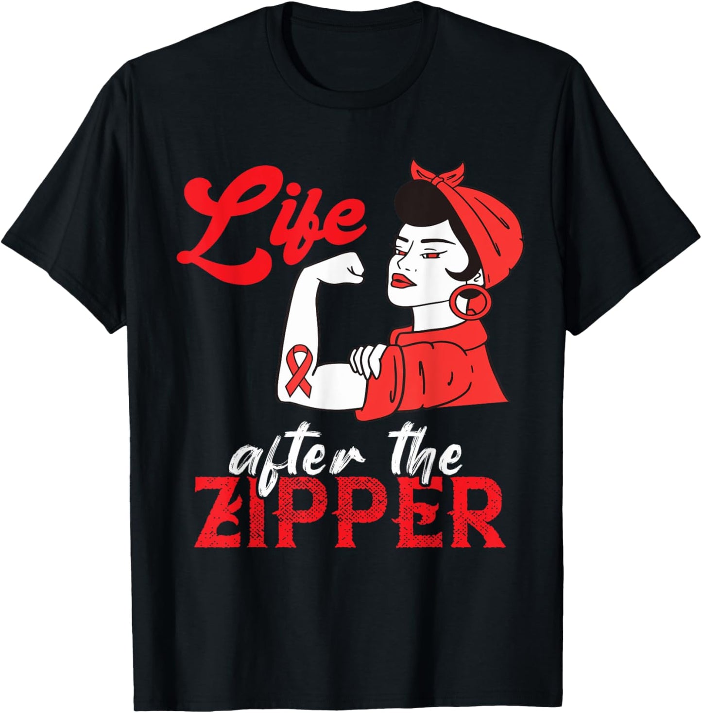 Open Heart Surgery Life After Zipper Bypass Artery Survivor T-Shirt - T-Shirt | Black
