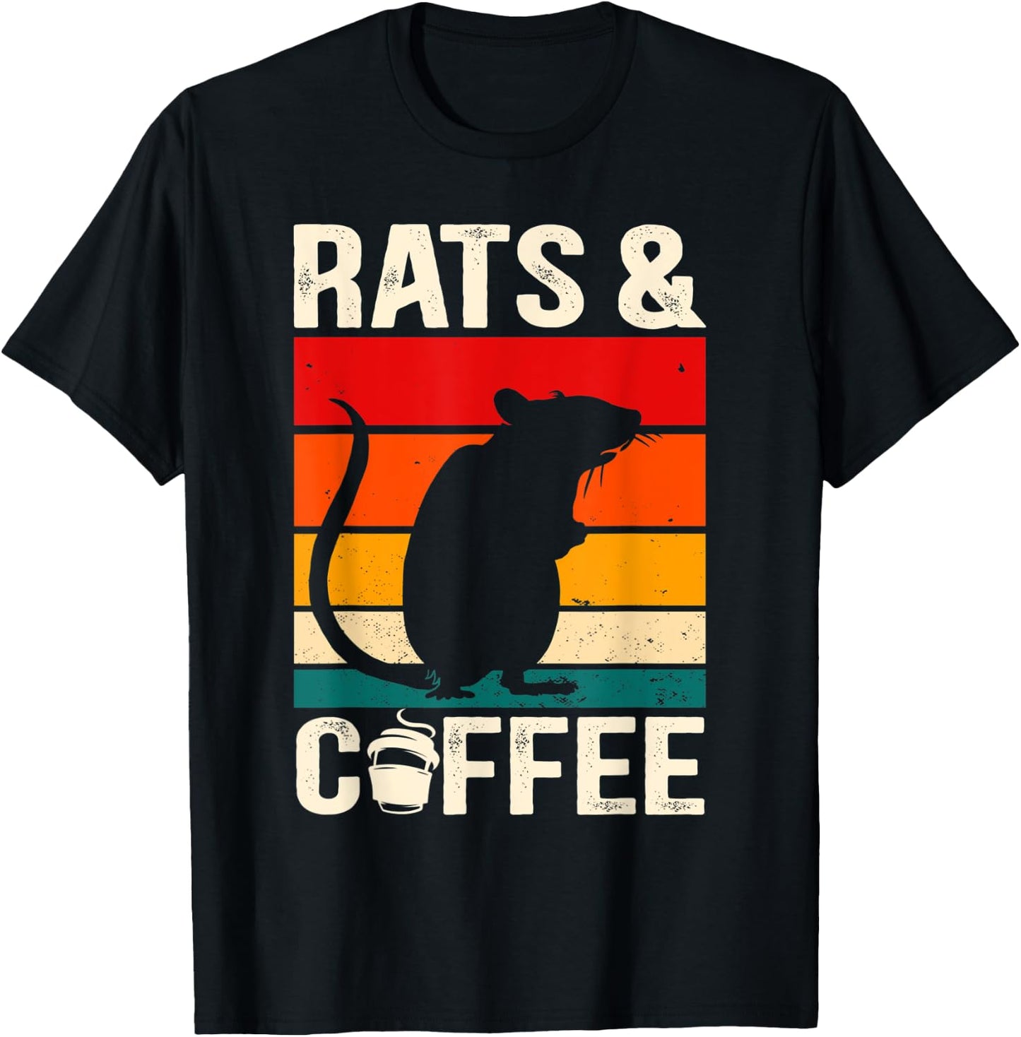 Rats And Coffee Rodent Pet Caffeine Lover Mouse Whisperer T-Shirt - T-Shirt | Black