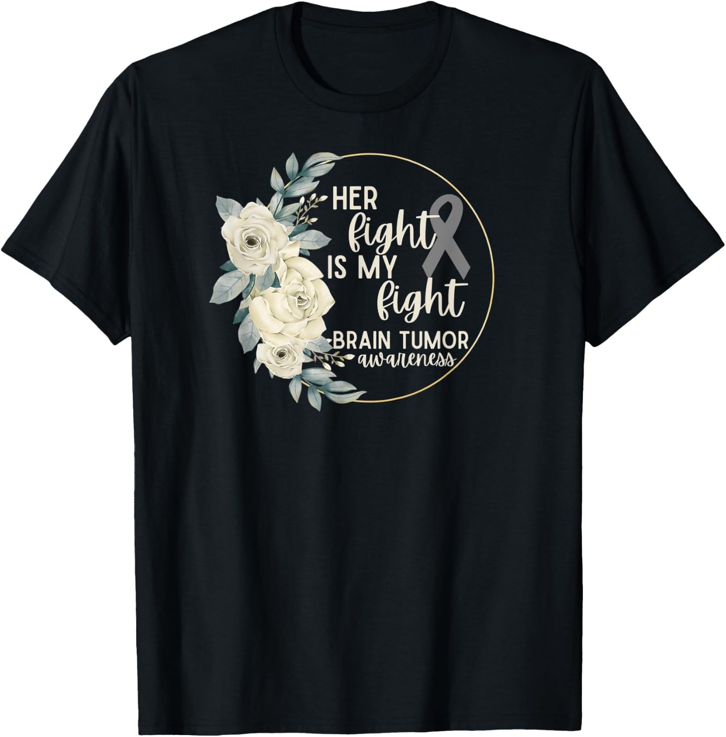 Her Fight is My Fight Brain Tumor Awareness T-Shirt - T-Shirt | Black