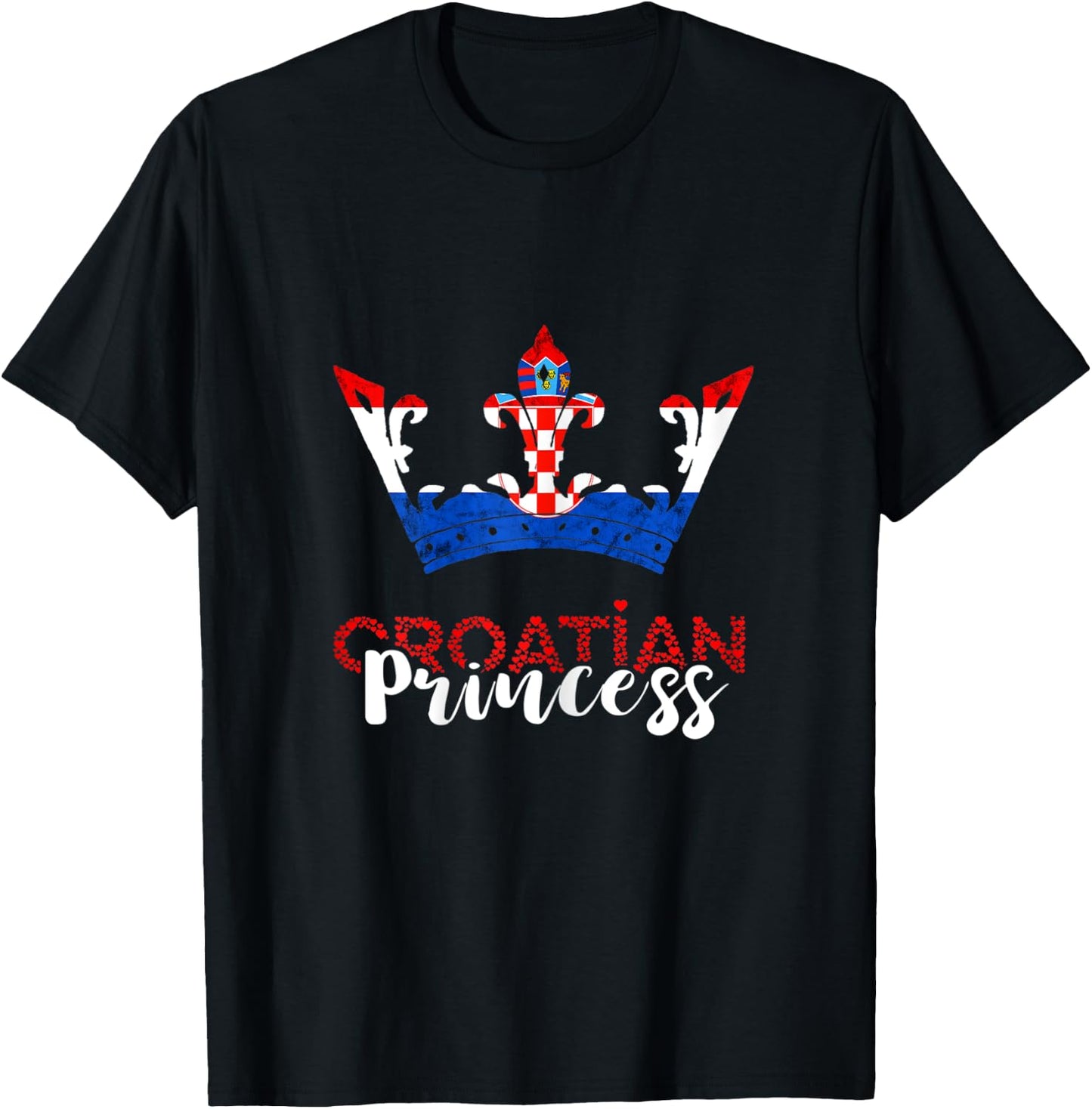 Croatian Princess Crown Croatia Croatian Flag Croatian Pride T-Shirt - T-Shirt | Black