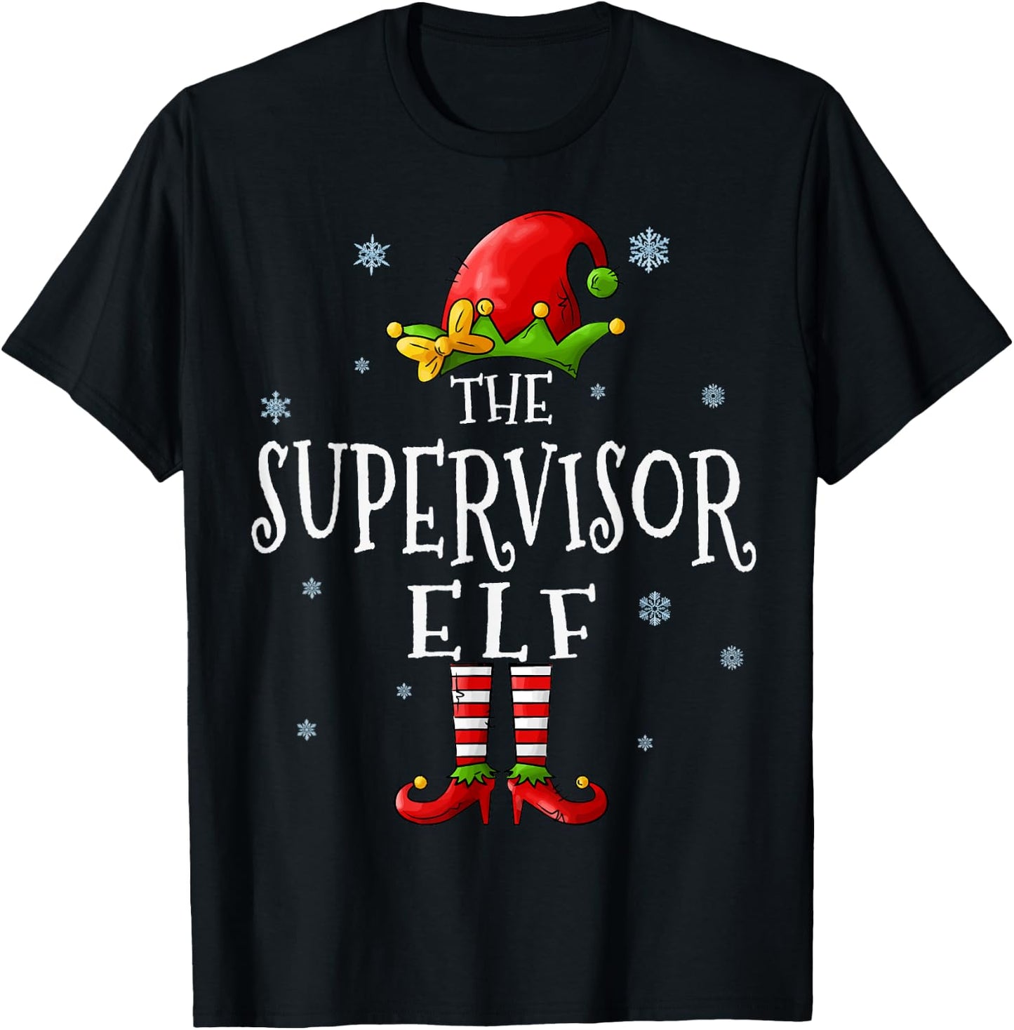 The Supervisor Elf Squad Funny Groupe Matching Christmas T-Shirt - T-Shirt | Black
