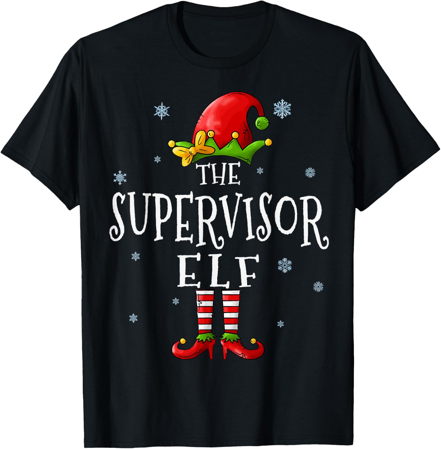 The Supervisor Elf Squad Funny Groupe Matching Christmas T-Shirt - T-Shirt | Black