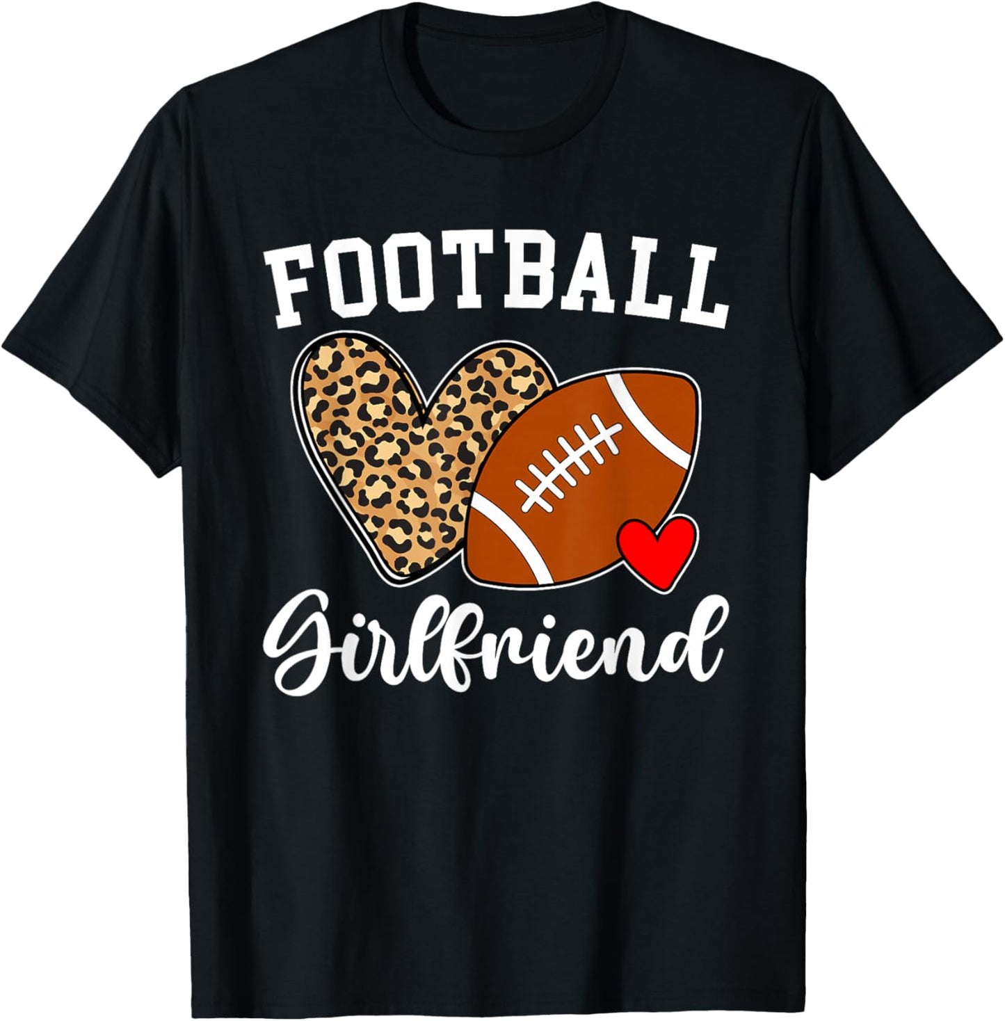 Football Girlfriend Heart Girlfriend of A Football Player T-Shirt - T-Shirt | Black