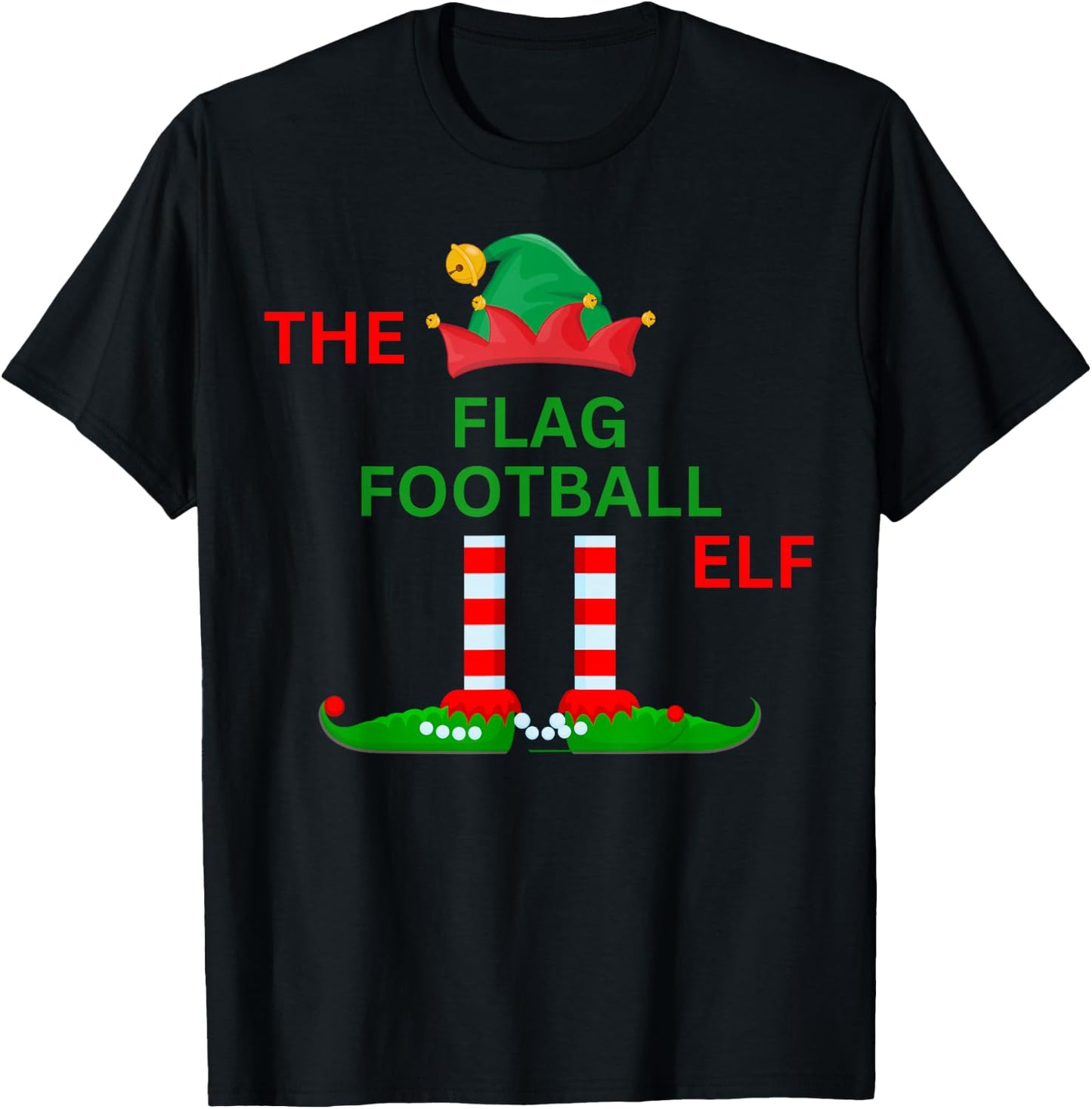 The flag football Funny Elf Christmas Pajamas Family T-Shirt - T-Shirt | Black