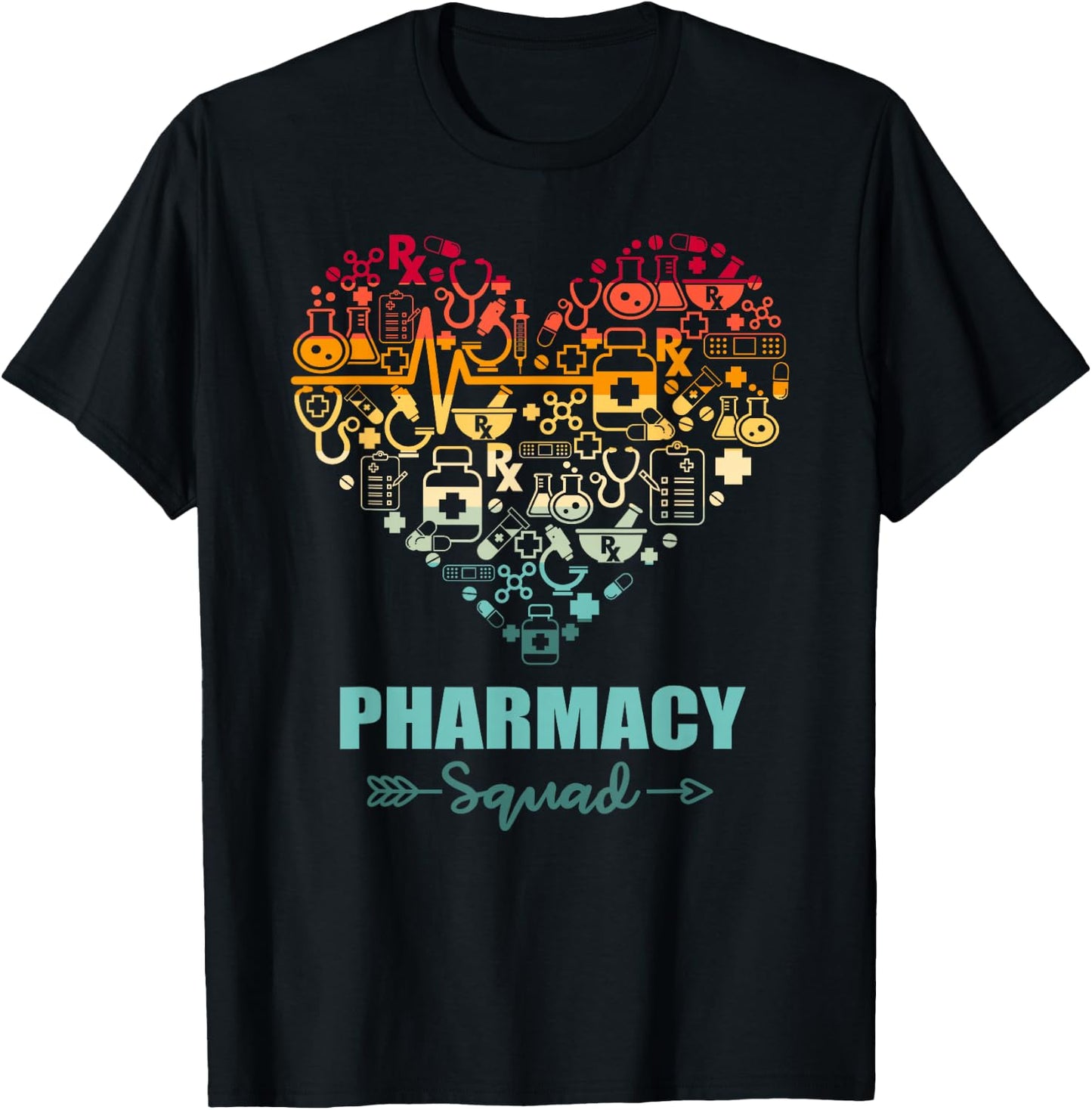 Pharmacy Squad Heart Funny Pharmacy Team T-Shirt - T-Shirt | Black