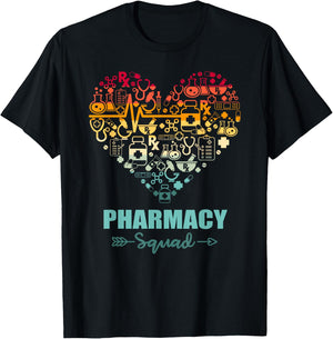 Pharmacy Squad Heart Funny Pharmacy Team T-Shirt - T-Shirt | Black