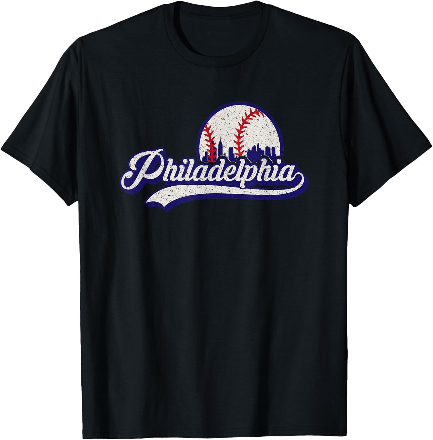 Vintage Distressed Philly Baseball Lovers T-Shirt - T-Shirt | Black