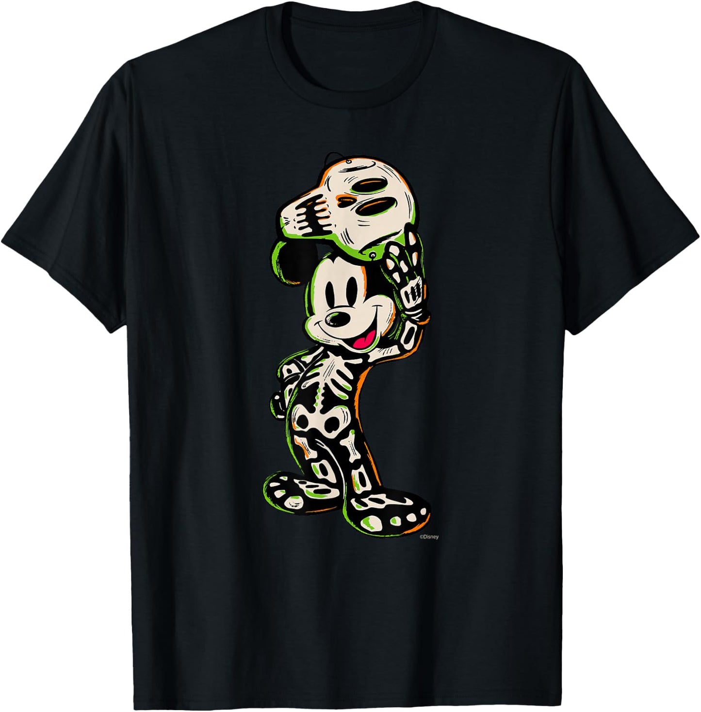 Disney 100 Mickey Mouse Halloween Classic Skeleton Costume T-Shirt - T-Shirt | Black