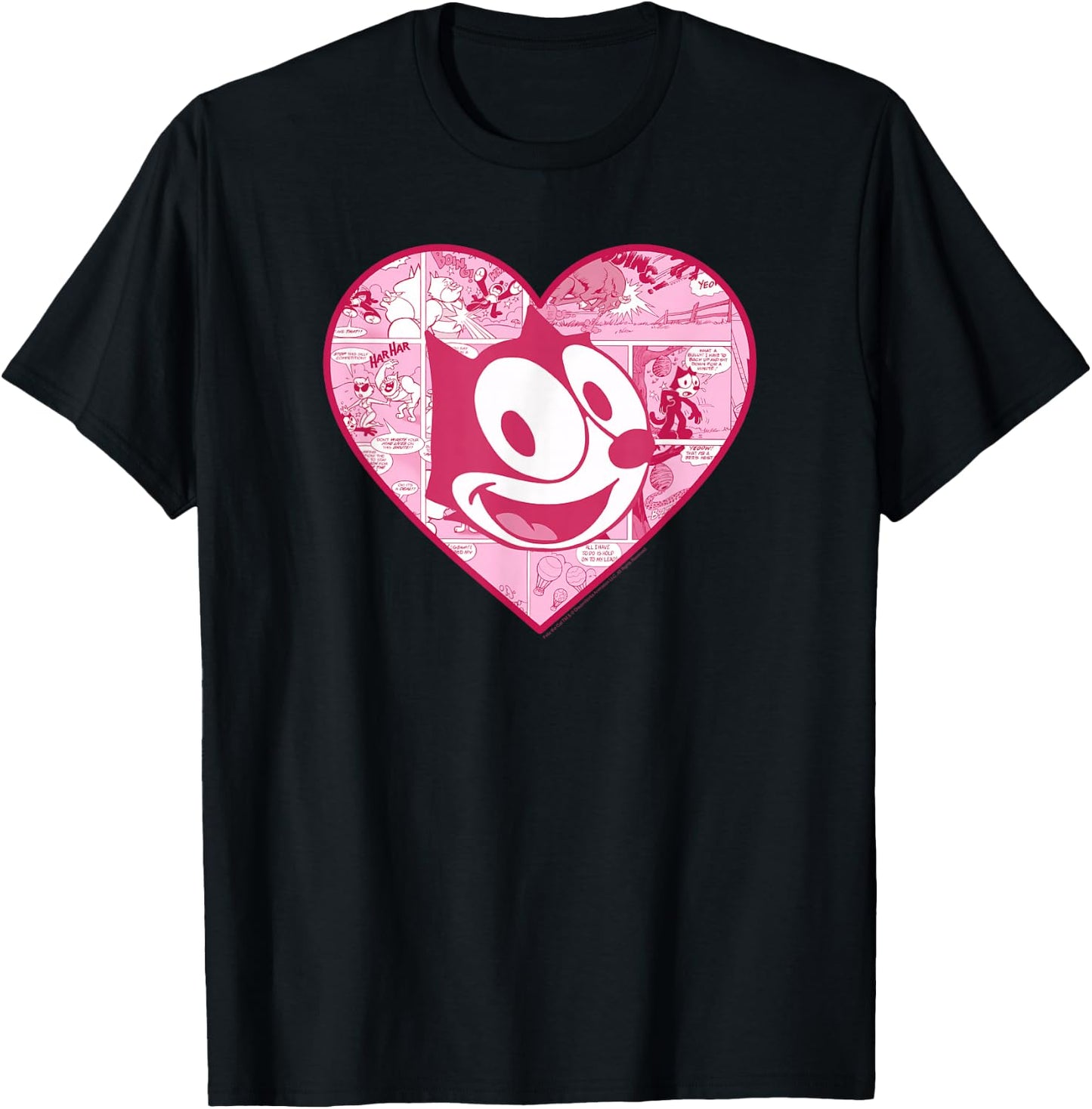 Felix the Cat Heart Comic Fill T-Shirt - T-Shirt | Black