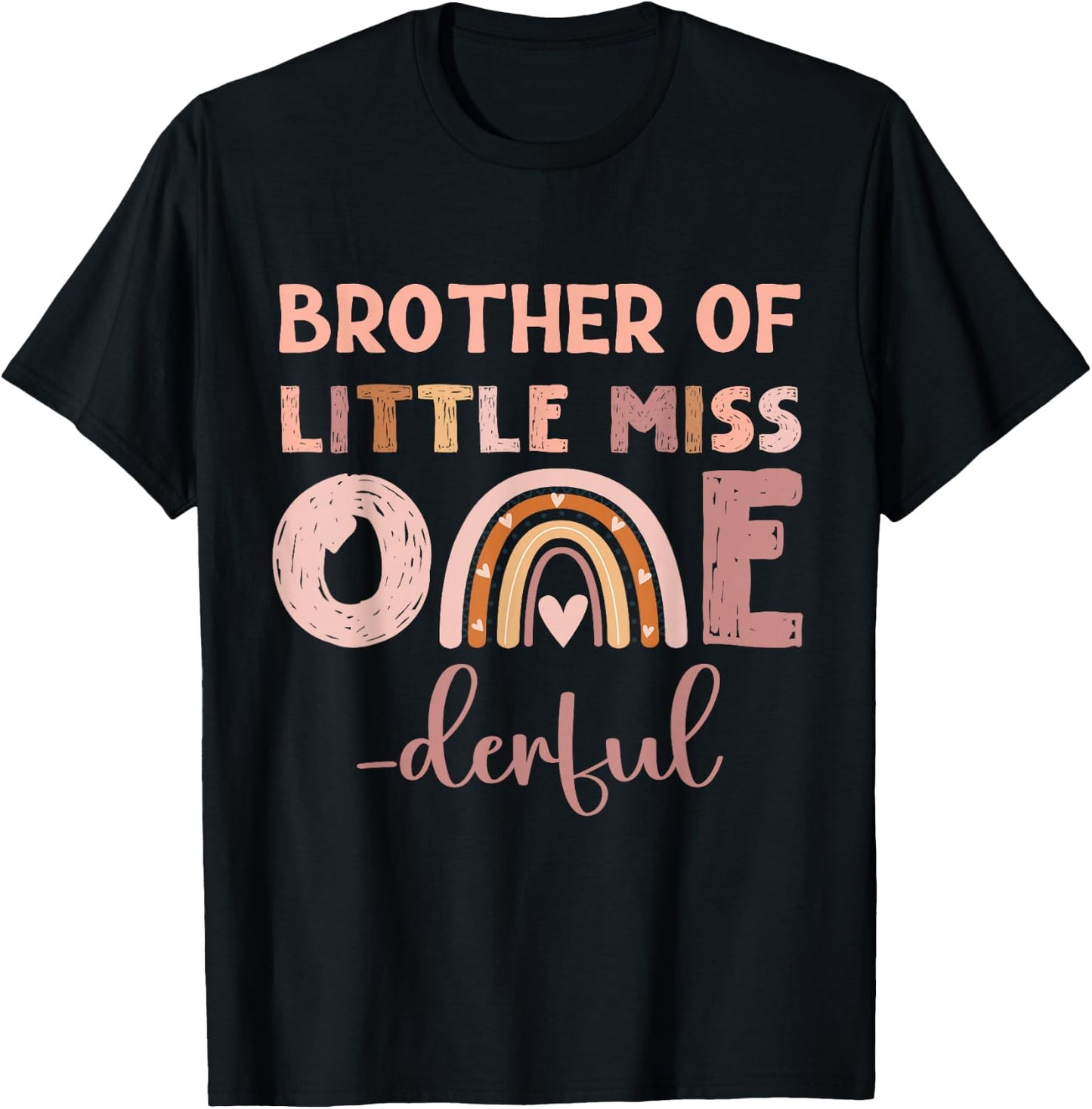 Boho Brother of Miss Onederful 1st Birthday Girl Cute T-Shirt - T-Shirt | Black