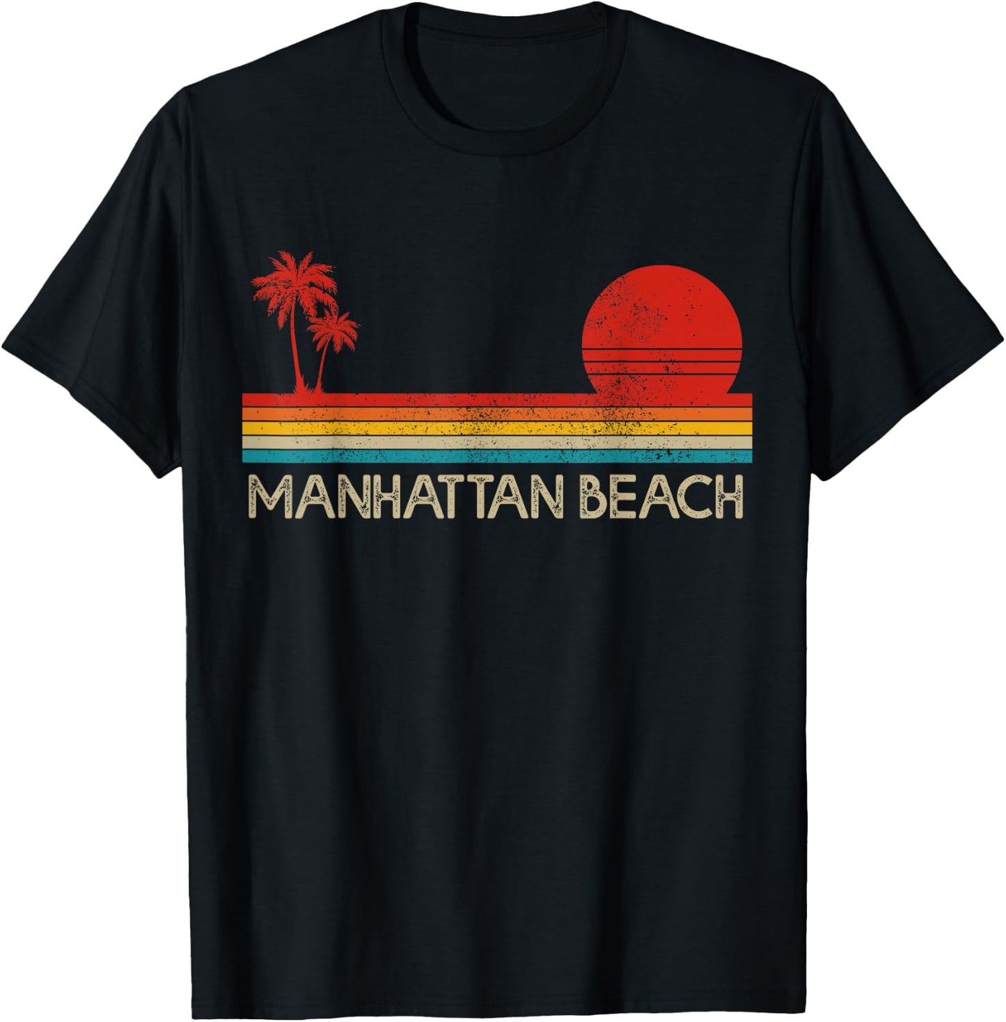 Manhattan Beach California CA Surfer Retro Vintage T-Shirt - T-Shirt | Black