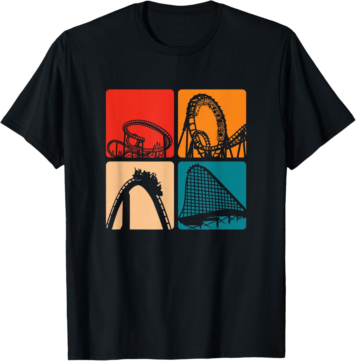 Roller Coasting Retro rollercoasters Vintage Design T-Shirt - T-Shirt | Black