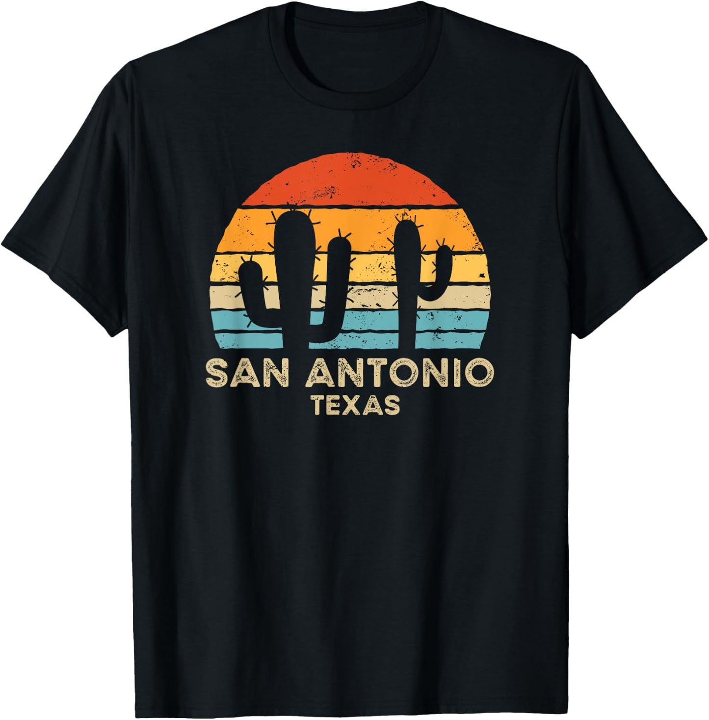 Retro Sunset San Antonio Texas T-Shirt - T-Shirt | Black