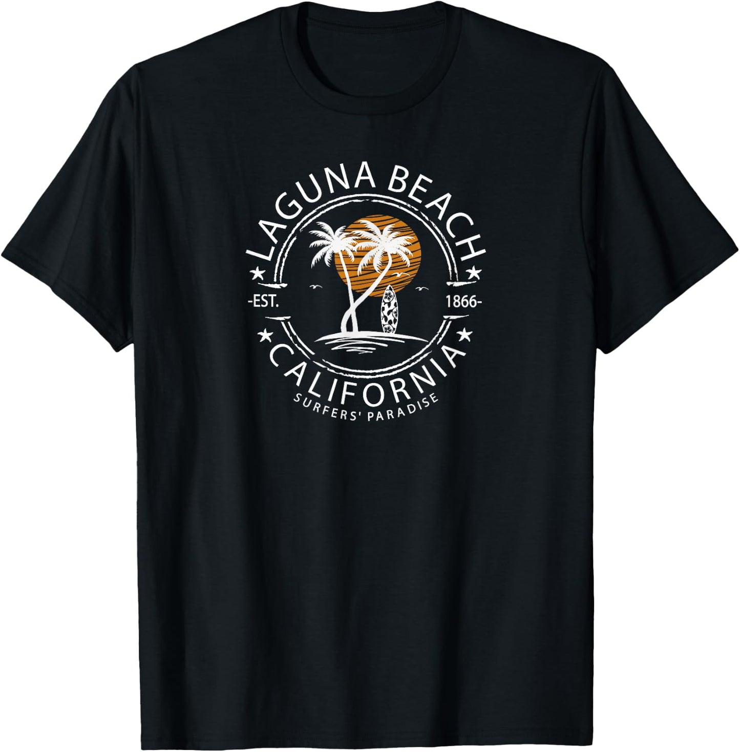 Retro Laguna California Surfing Beach Men Women T-Shirt - T-Shirt | Black