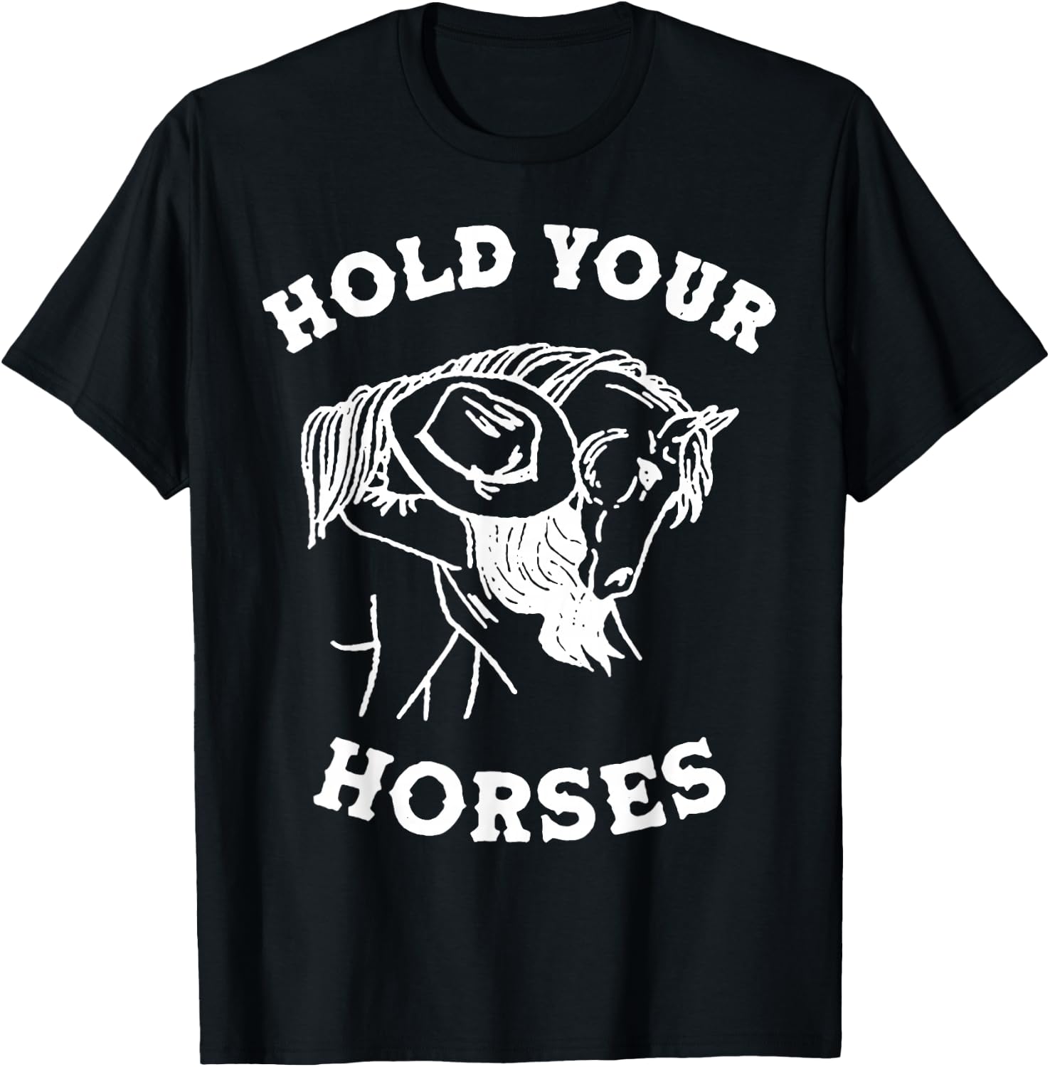Hold Your Horses Retro Cowgirl T-Shirt - T-Shirt | Black