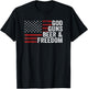 GOD GUNS BEER & FREEDOM - Funny Drinking Gun USA Flag T-Shirt - T-Shirt | Black