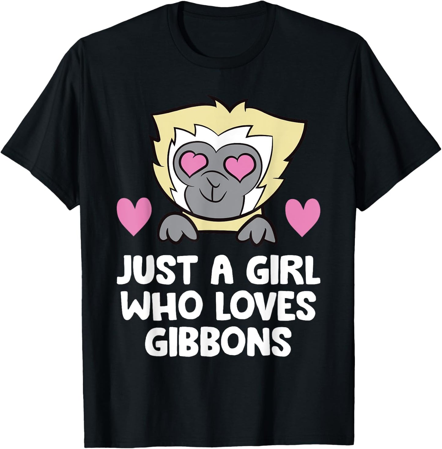 Just a Girl Who Loves Gibbons Cute Gibbon Monkey T-Shirt - T-Shirt | Black