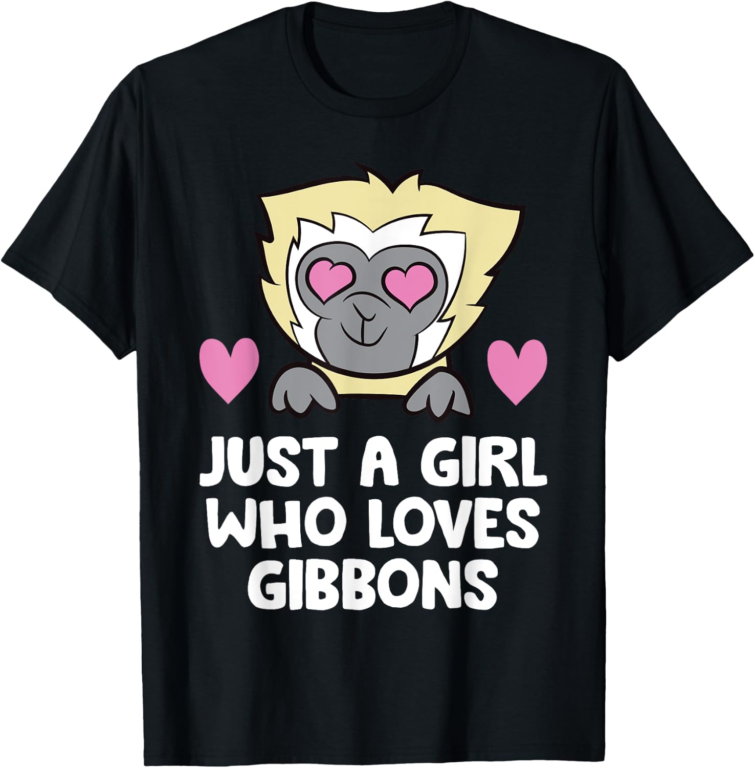 Just a Girl Who Loves Gibbons Cute Gibbon Monkey T-Shirt - T-Shirt | Black