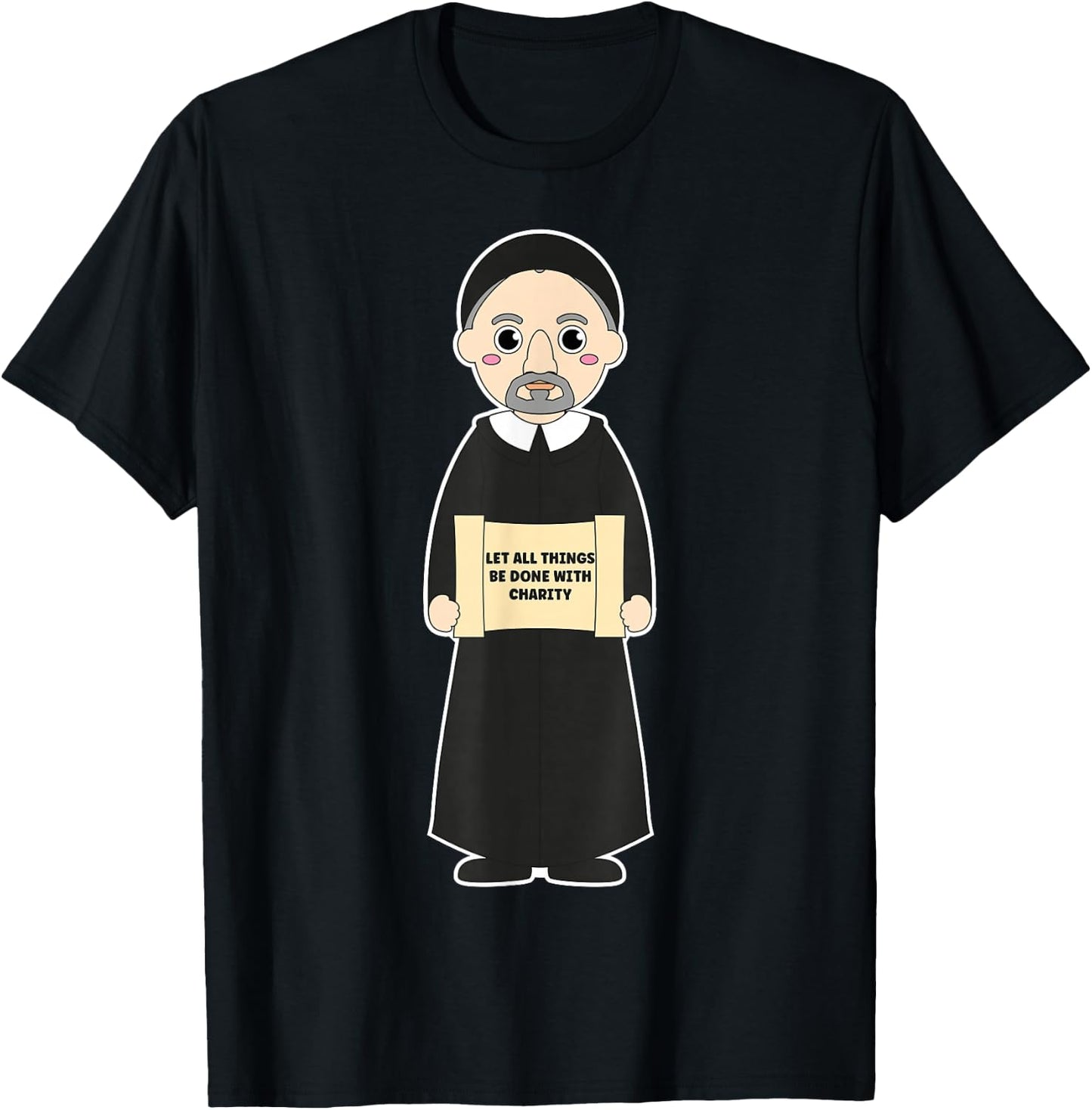 St Vincent De Paul Pray for Us Catholic Saints Charity T-Shirt - T-Shirt | Black