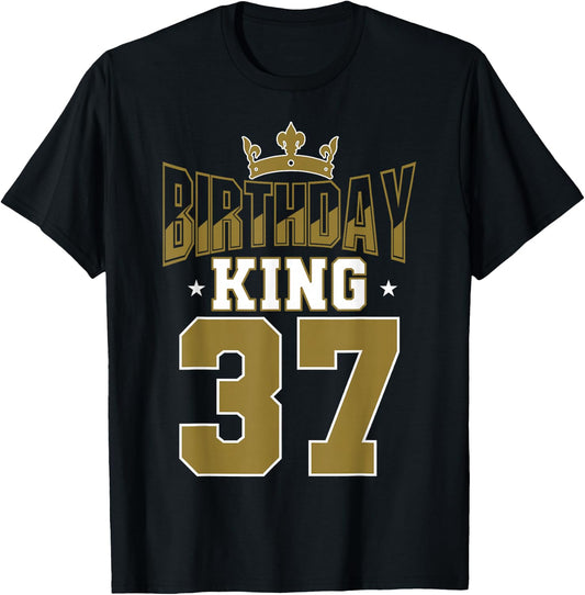 Birthday King 37 Bday Party Celebration 37th Royal Theme T-Shirt - T-Shirt | Black