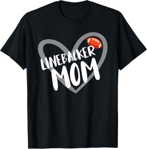 Funny Linebacker Mom Heart T-Shirt - T-Shirt | Black