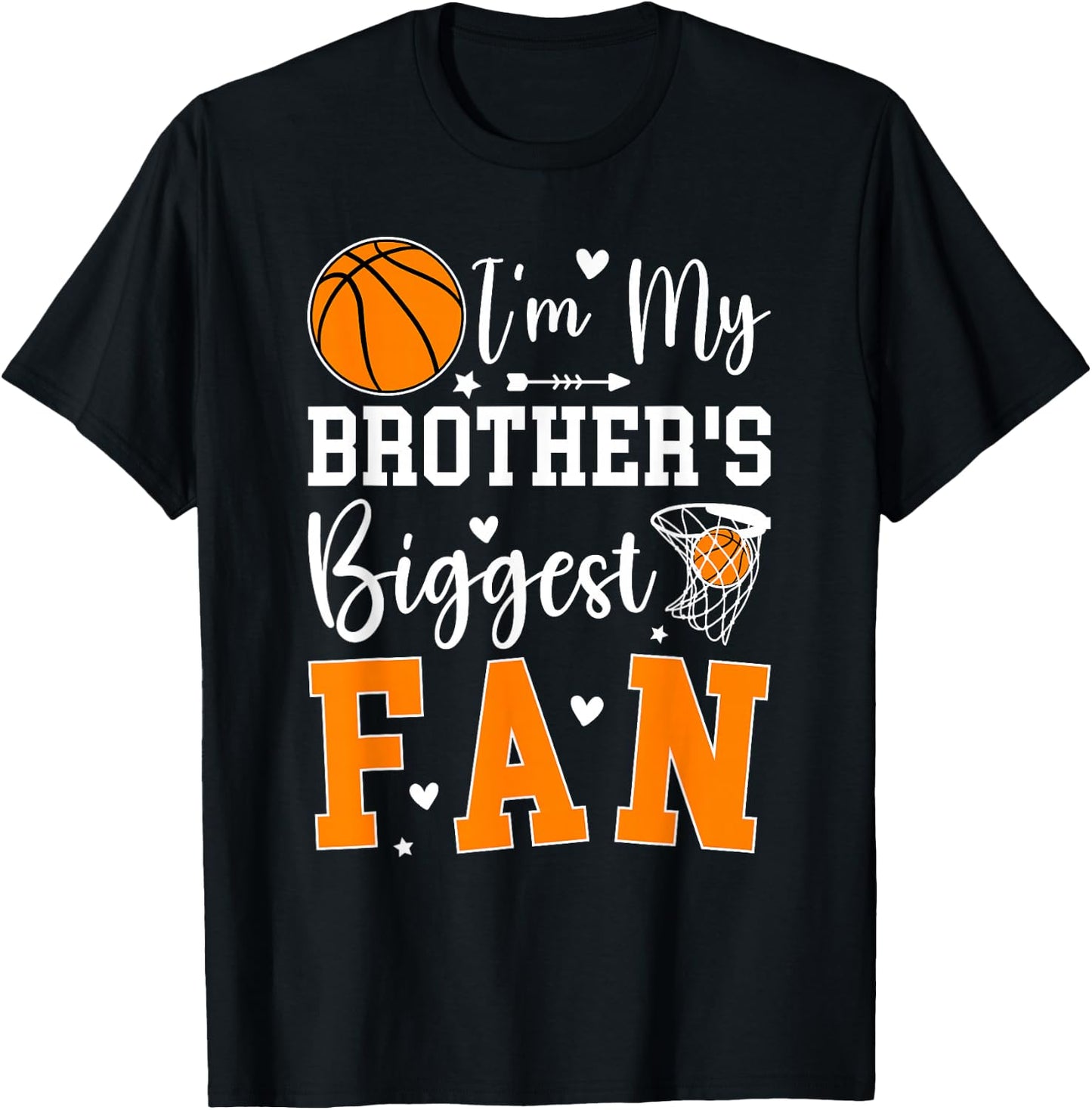 My Brother's Biggest Fan Basketball Sister Basketball Sis T-Shirt - T-Shirt | Black