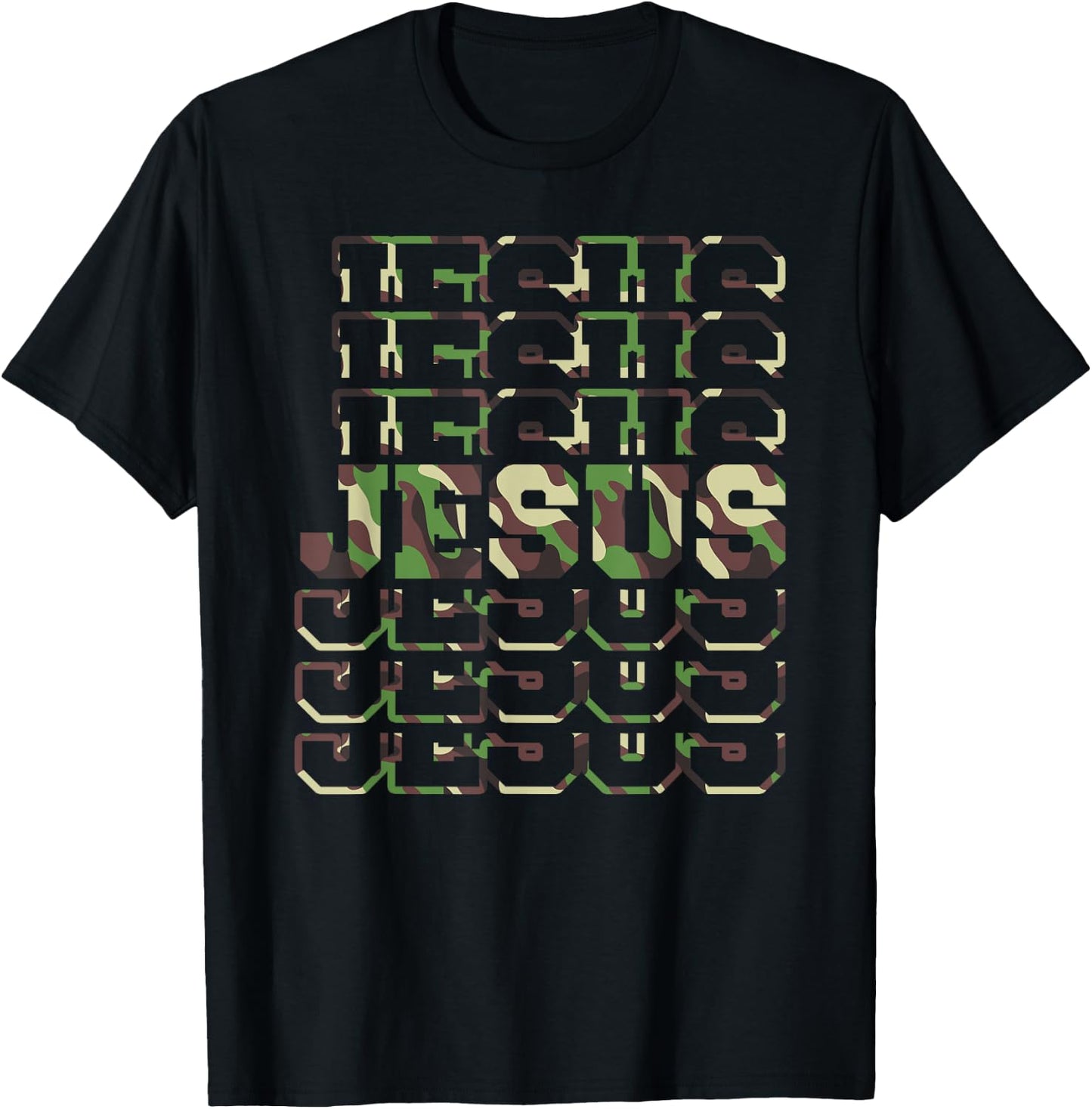 Jesus Camo Design, Camo Scripture Jesus Faith T-Shirt - T-Shirt | Black